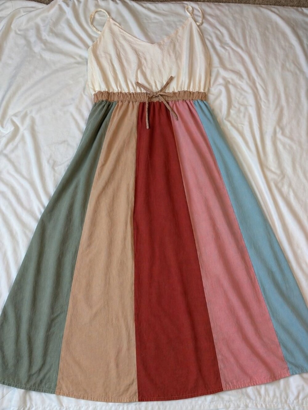 Popsicle Strip Rainbow Color Block Maxi — L